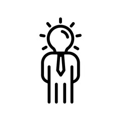 People icon with light bulb head. Suitable for entrepreneur icon, business. line icon style. Simple design editable