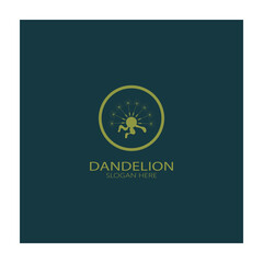 Dandelion flower logo with stem and leaves. Using modern vector concept design symbol icon illustration