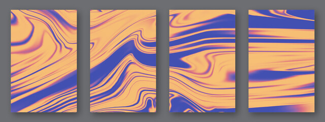 Abstract gradient fluid liquid cover template. Blurred gradient template set. Liquid dynamic gradient waves. Smooth templates collection for brochures, posters, banners, flyers and cards