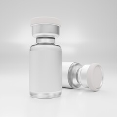 Virus vaccine, medical bottle mockup. 3d rendering
