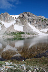 Reflection on a lake in the Snowy Mountains