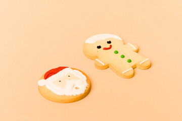 Christmas cookies isolated on beige background