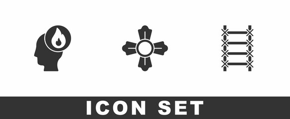 Set Firefighter, and escape icon. Vector