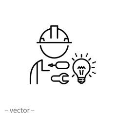 professional electrician icon, electric master, service technician, thin line symbol on white background - editable stroke vector illustration