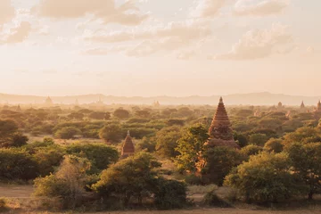 Fotobehang Stupa in the ancient archeological city of Bagan, Myanmar before sunset © LeaGuPhoto