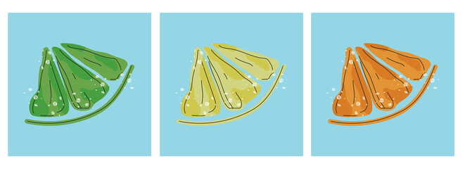 A set of lemon slices. modern poster design. Can be applied to beverage labels. Vector illustrator.