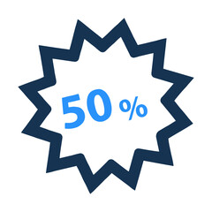 Discount, fifty, percent icon