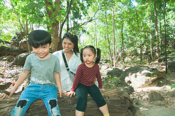 Thai sister and brother in the wood