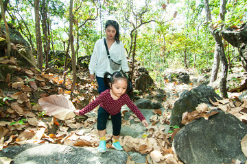 Daughter and mom go trekking