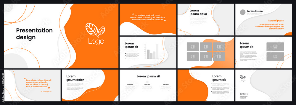 Wall mural set of modern powerpoint presentation templates. presentation design, portfolio vector templates wit