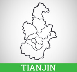 Simple outline map of Tianjin. Vector graphic illustration.