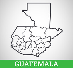 Simple outline map of Guatemala. Vector graphic illustration.
