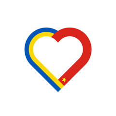 friendship concept. heart ribbon icon of ukraine and vietnam flags. vector illustration isolated on white background