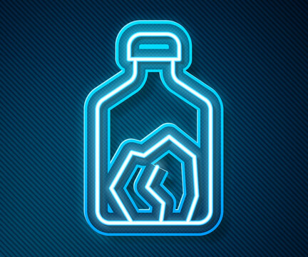 Glowing Neon Line Ore Mining Icon Isolated On Blue Background. Vector