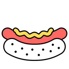 hotdog thin outline with saturated color icon