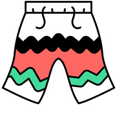 shorts thin outline with saturated color icon