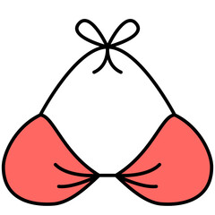 bikini thin outline with saturated color icon