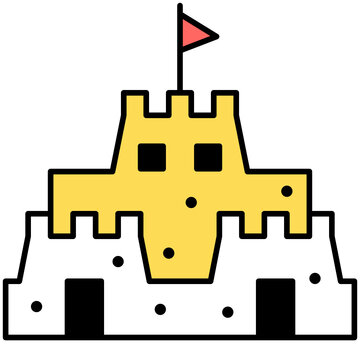 recommend clip art: sandcastle thin outline with saturated color icon