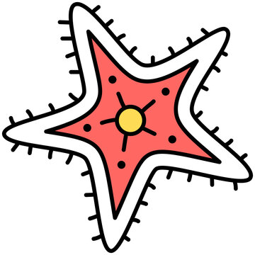 recommend clip art: starfish thin outline with saturated color icon