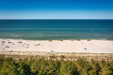 Aerial landscape of the beach in Debki by the Baltic Sea at summer. Poland.