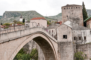 Fototapeta na wymiar Ancient bridge in Mostar, Bosnia and Hercegovina