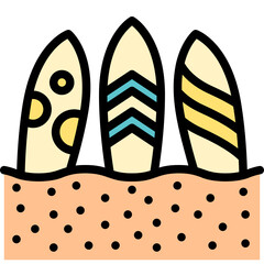 surfboard filled color icon