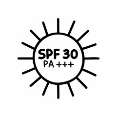 Fototapeta na wymiar sun protection doodle icon, vector color line illustration