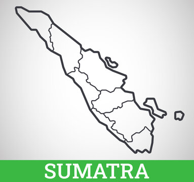 Simple outline map of Sumatra, Indonesia. Vector graphic illustration.