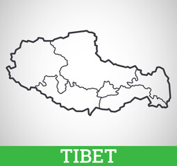 Simple outline map of Tibet. Vector graphic illustration.
