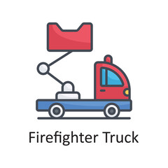 Firefighter Truck vector filled outline Icon Design illustration on White background. EPS 10 File 