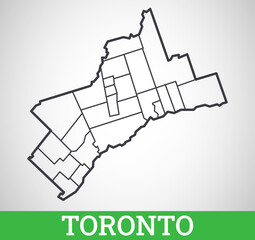 Simple outline map of Toronto, Canada. Vector graphic illustration.