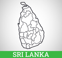 Simple outline map of Sri Lanka. Vector graphic illustration.