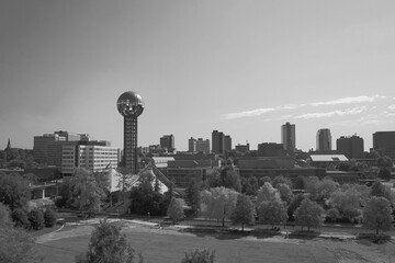 Knoxville Tennessee Downtown Skyline in Black and White - obrazy, fototapety, plakaty