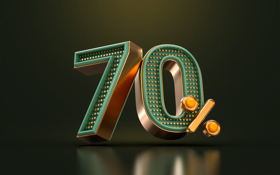 gold luxury 70 percent of number discount template background 3d render concept for sale promotion