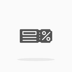 Coupon Discount glyph icon. Can be used for digital product, presentation, print design and more.