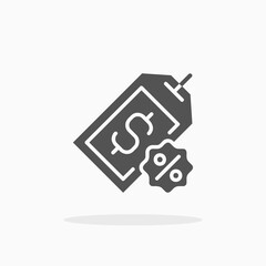 Price Tag Discount glyph icon. Can be used for digital product, presentation, print design and more.