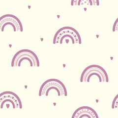 Cute pattern with rainbows and hearts