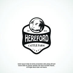 Hereford bull vintage label logo design