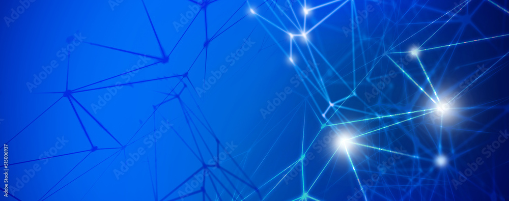 Wall mural panoramic abstract dot and triangle connection with world map background., the world is connect and 