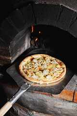  pizza inside the oven.
