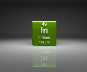 Cube with Indium number 49 periodic table