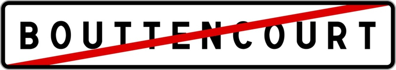 Panneau sortie ville agglomération Bouttencourt / Town exit sign Bouttencourt