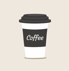 Vector illustration disposable coffee cup icon . Coffee cup logo