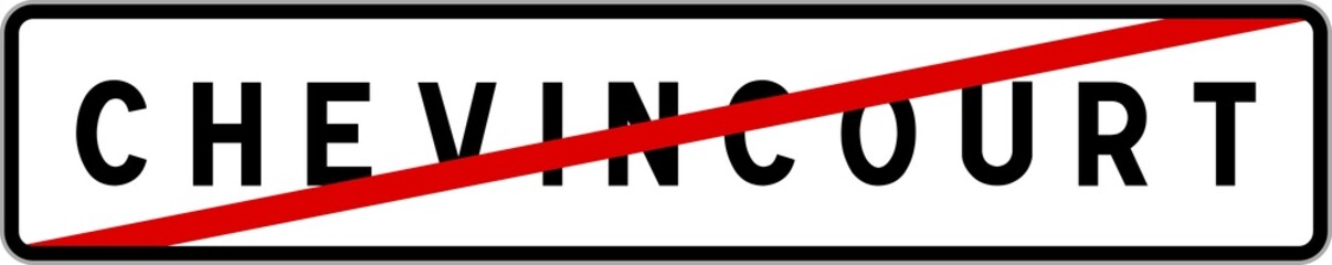 Obraz premium Panneau sortie ville agglomération Chevincourt / Town exit sign Chevincourt