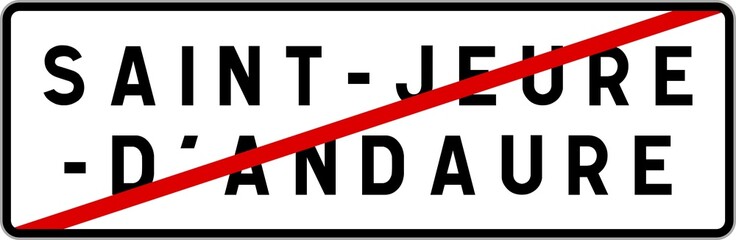 Panneau sortie ville agglomération Saint-Jeure-d'Andaure / Town exit sign Saint-Jeure-d'Andaure