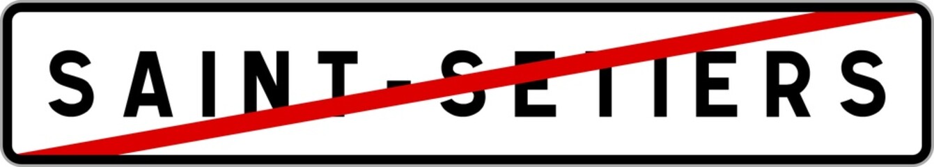Fototapeta premium Panneau sortie ville agglomération Saint-Setiers / Town exit sign Saint-Setiers