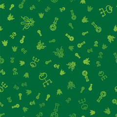 Set line Experimental insect, Genetically modified food and DNA research, search on seamless pattern. Vector