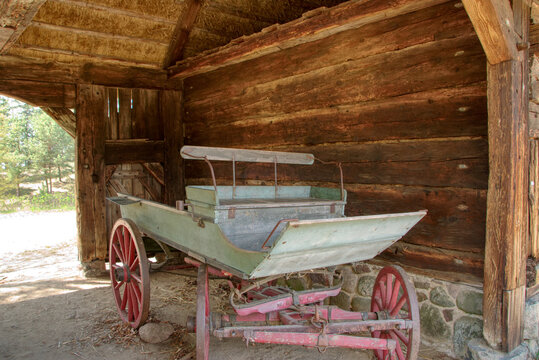 barn, old garage and old farm wagon