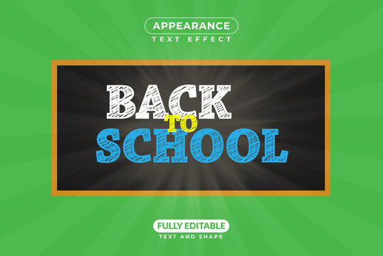 Editable text effect appearance back to school collage academy graduation high school elementary