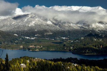 tree, winter, nature, sky, landscape, snow, forest, trees, mountain, cold, clouds, pine, grass, season, mountains, green, view, cloud, outdoors, sun, outdoor, ice, bariloche, patagonia, argentina